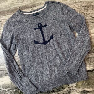 Nautica Long Sleeve Anchor Intarsia Sweater Navy Blue Women’s Size Medium